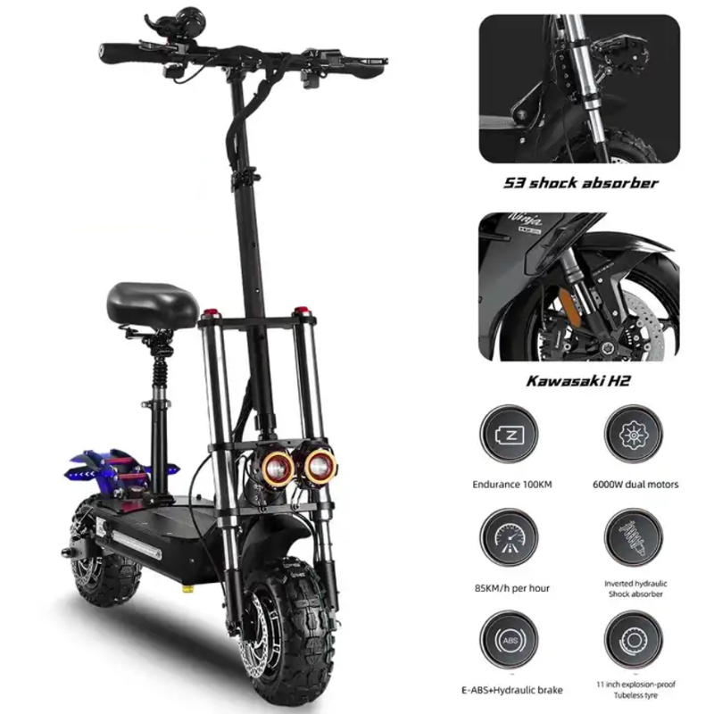 PowerRush- Electric Off-Road Scooter 2x2 (dual drive) με πτυσσόμενο κάθισμα-85 km/h/ 100km Αυτονομία-6000W