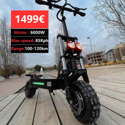 PowerRush- Electric Off-Road Scooter 2x2 (dual drive) με πτυσσόμενο κάθισμα-85 km/h/ 100km Αυτονομία-6000W